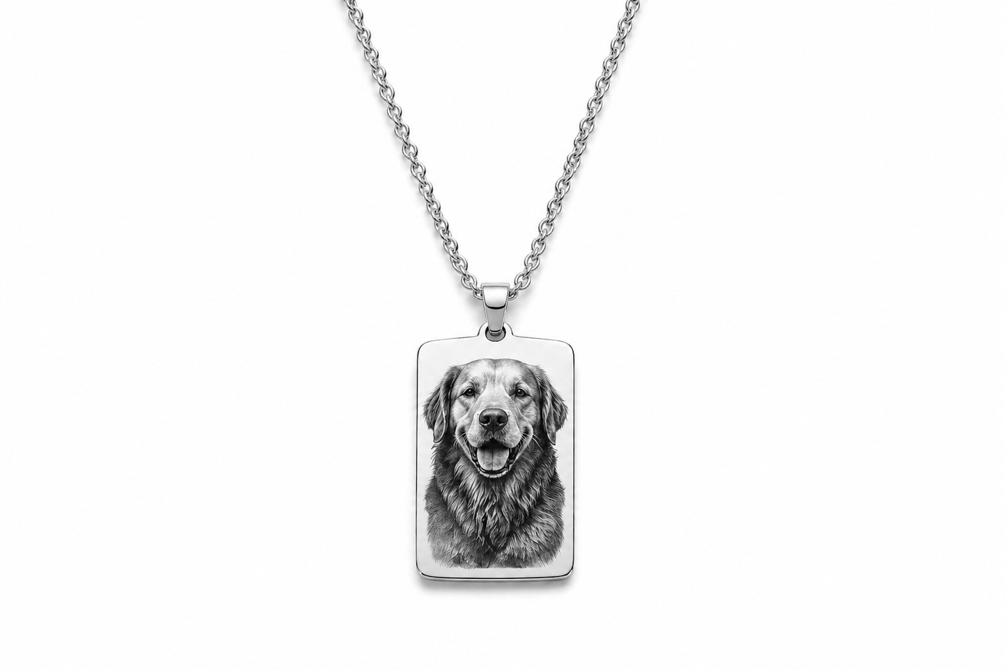 Collana Personalizzata con Foto Incisa e Nome – Medaglietta Rettangolare