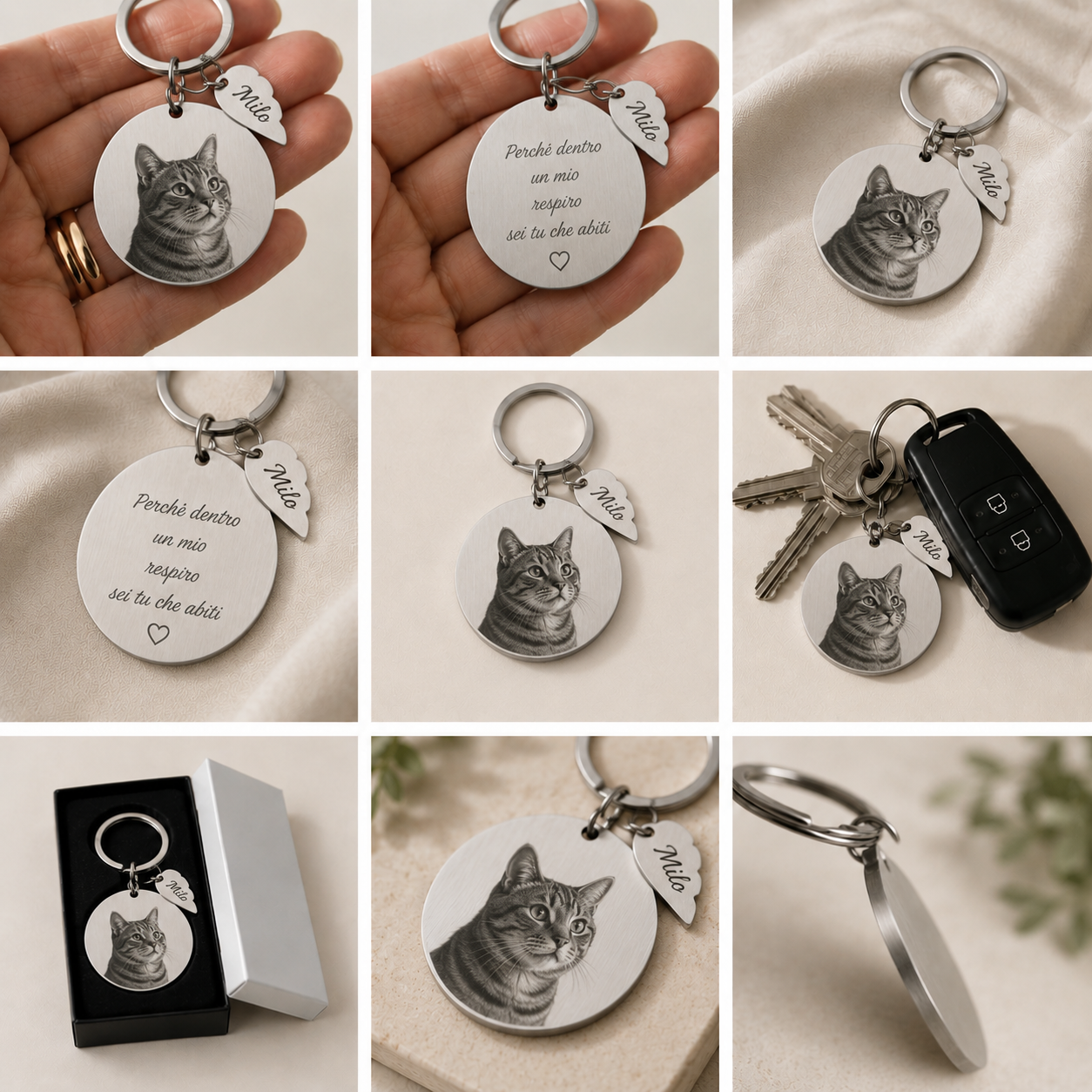 Portachiavi Personalizzato con Foto Incisa e Dedica ❤️