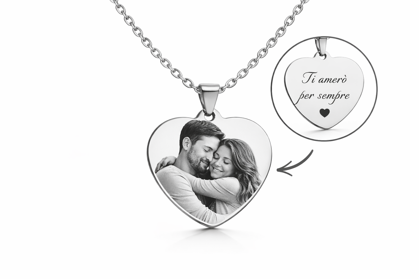 Collana Cuore con Foto e Dedica Personalizzata