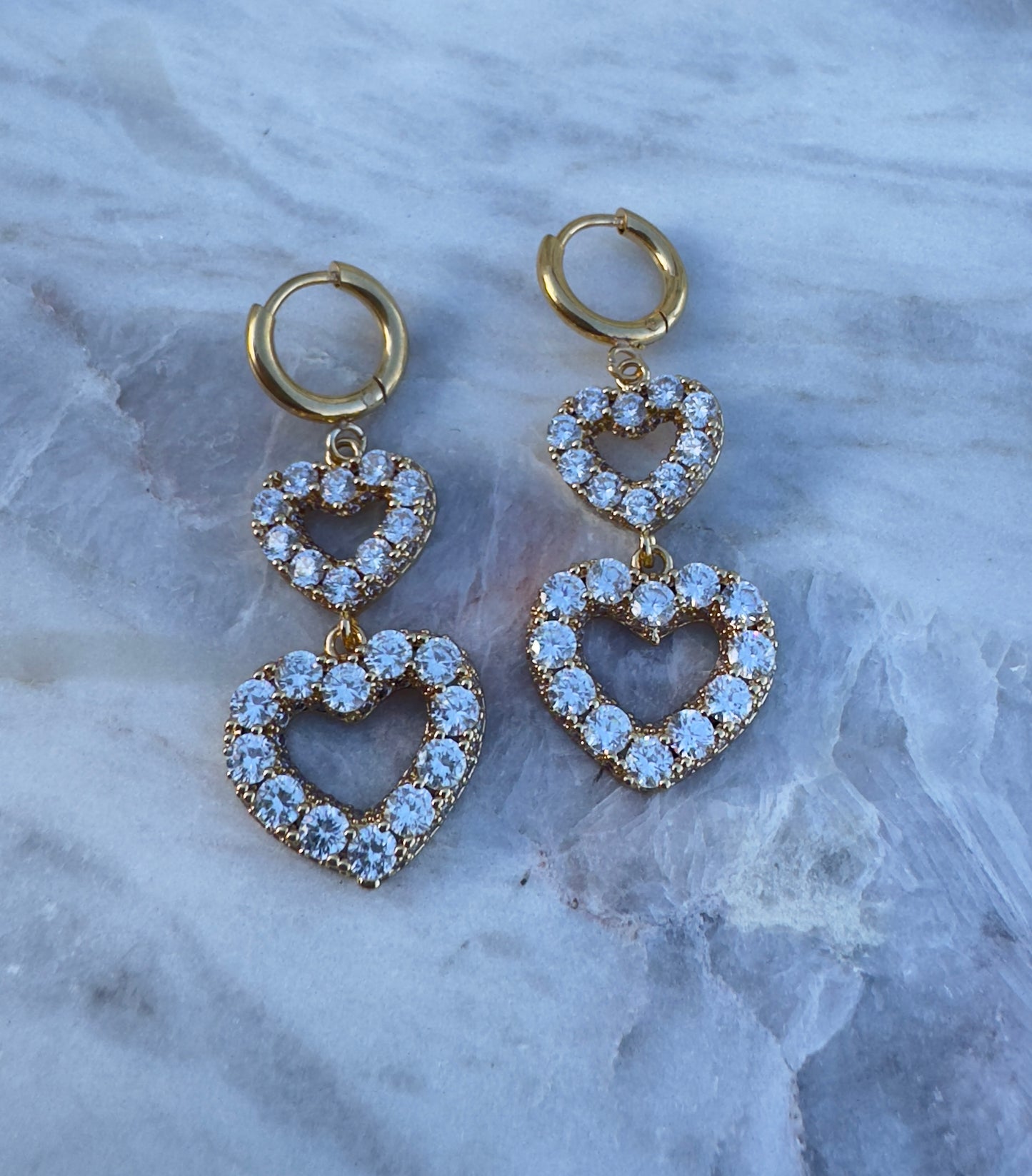Orecchini Doppio Cuore Gold
