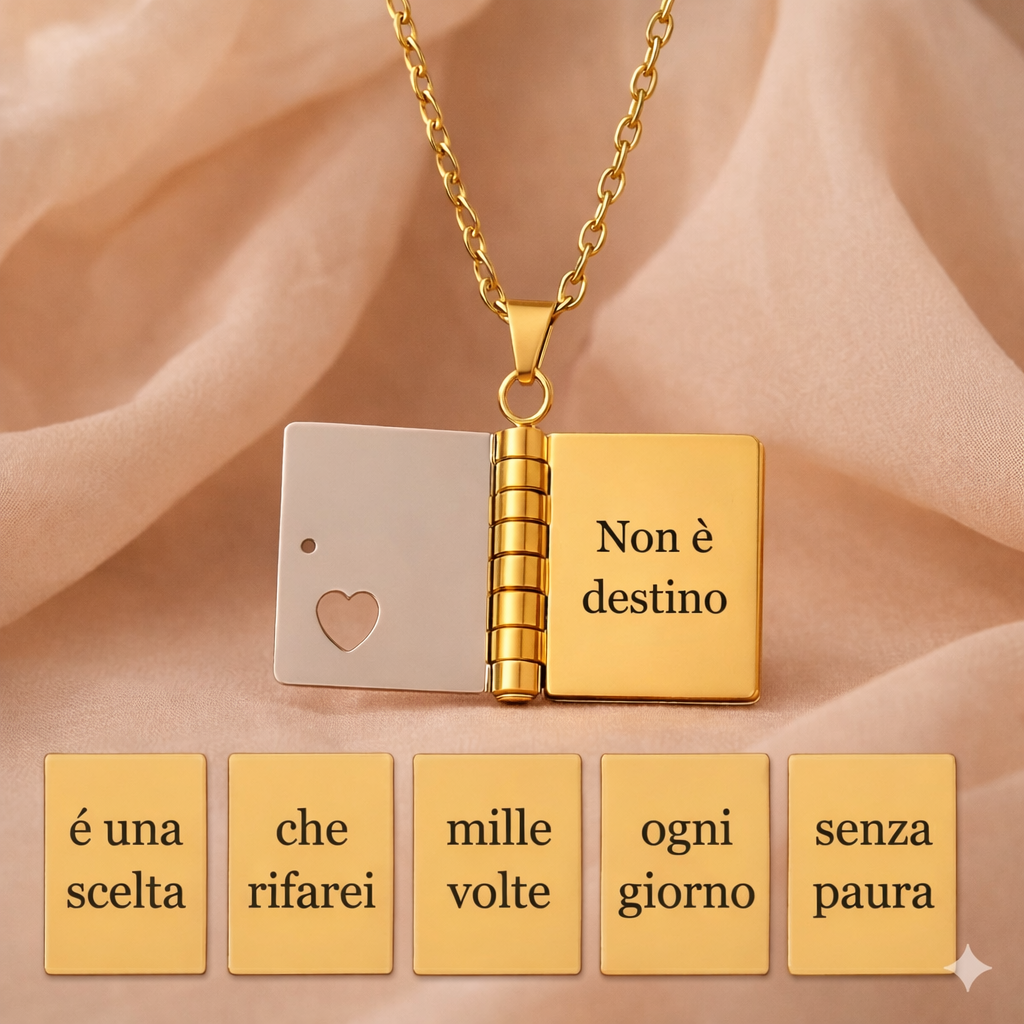Collana Libro apribile con Frase Segreta