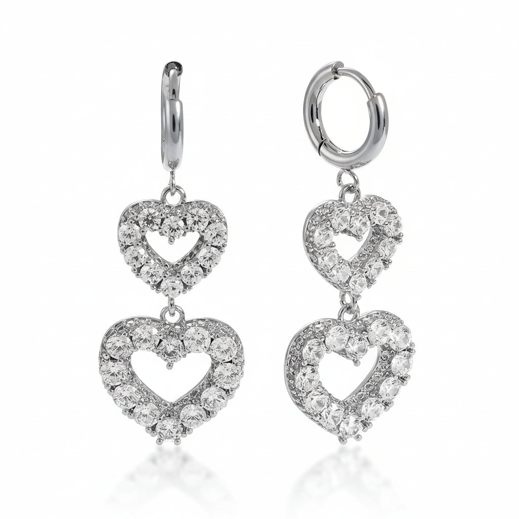 Orecchini Doppio Cuore Gold