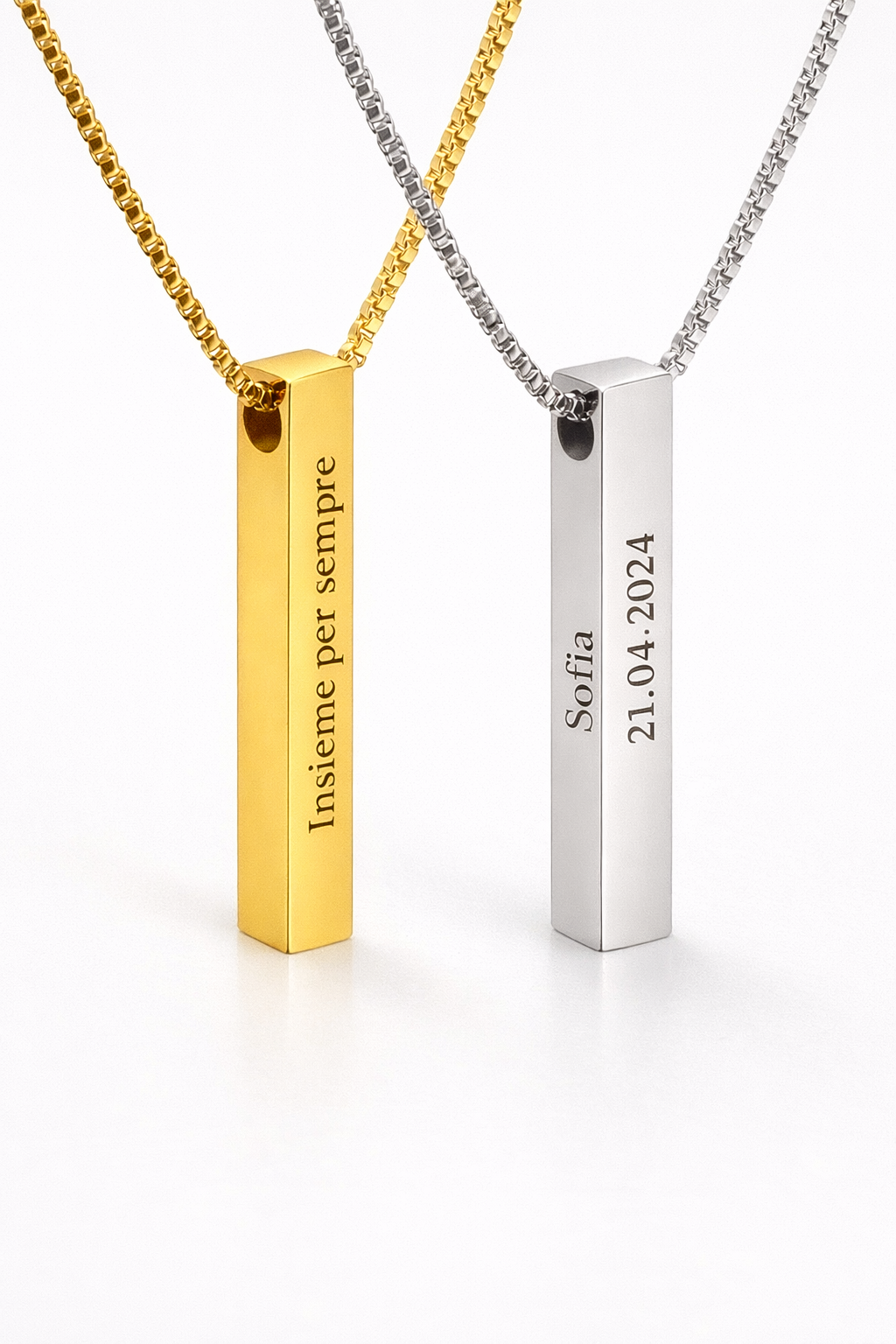 Collana Tubetto Personalizzabile – Incisione fino a 4 Lati