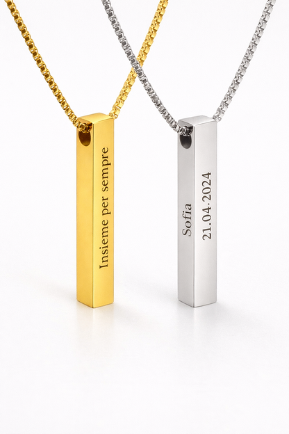 Collana Tubetto Personalizzabile – Incisione fino a 4 Lati