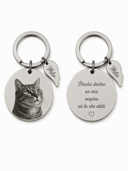 Portachiavi Personalizzato con Foto Incisa e Dedica ❤️