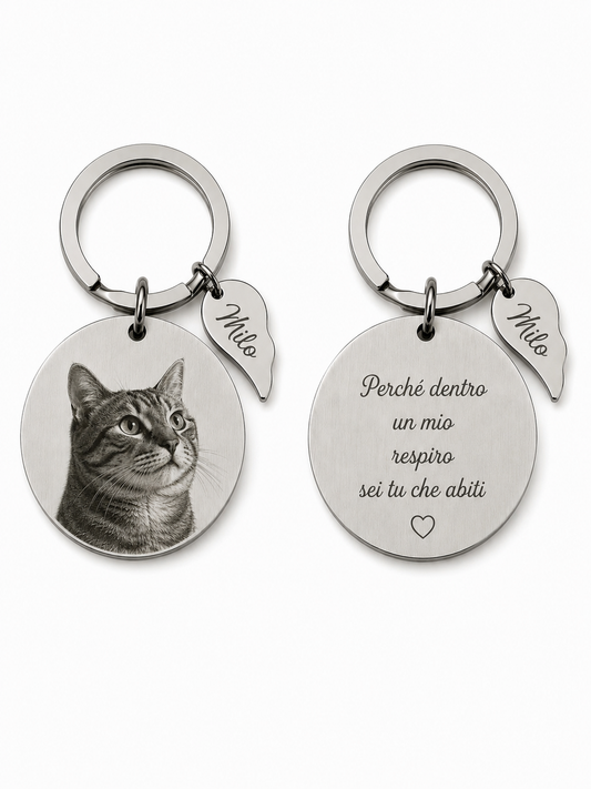 Portachiavi Personalizzato con Foto Incisa e Dedica ❤️