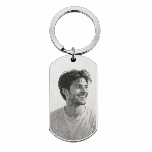 Portachiavi Personalizzato con Foto Incisa e Dedica