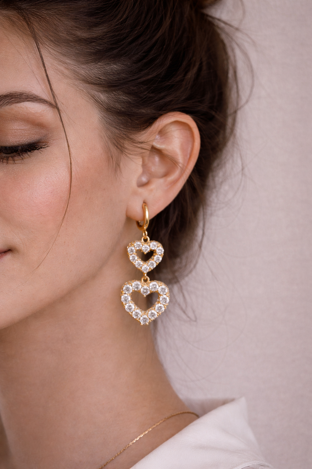 Orecchini Doppio Cuore Gold