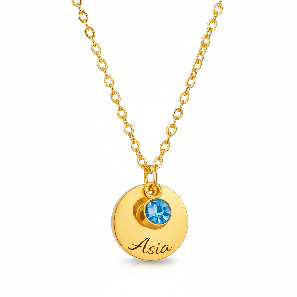 Collana Nome con Punto Luce Personalizzata — Birthstone