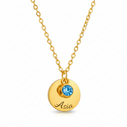 Collana Nome con Punto Luce Personalizzata — Birthstone