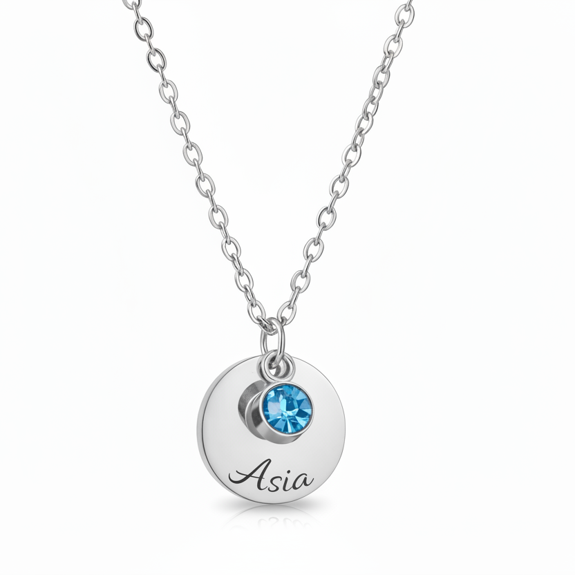 Collana Nome con Punto Luce Personalizzata — Birthstone