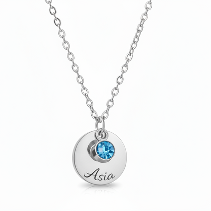 Collana Nome con Punto Luce Personalizzata — Birthstone