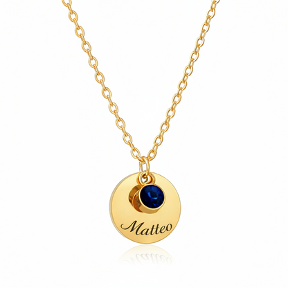 Collana Nome con Punto Luce Personalizzata — Birthstone