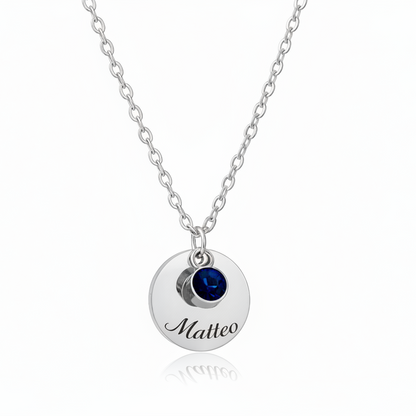 Collana Nome con Punto Luce Personalizzata — Birthstone