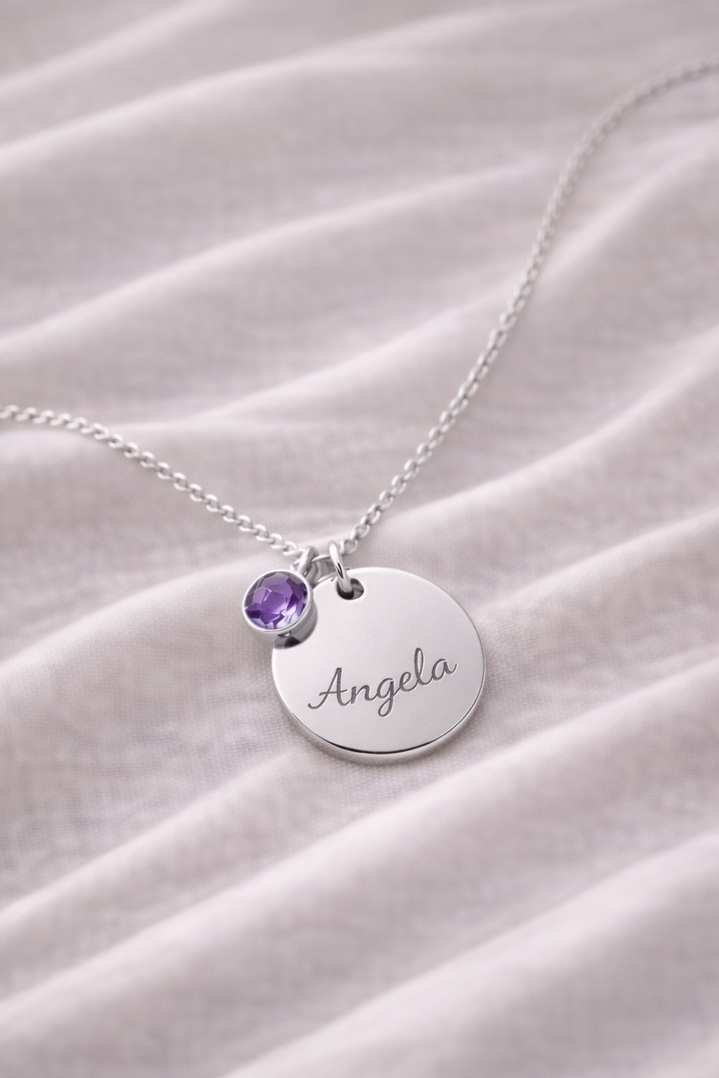 Collana Nome con Punto Luce Personalizzata — Birthstone