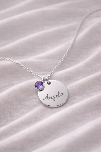 Collana Nome con Punto Luce Personalizzata — Birthstone