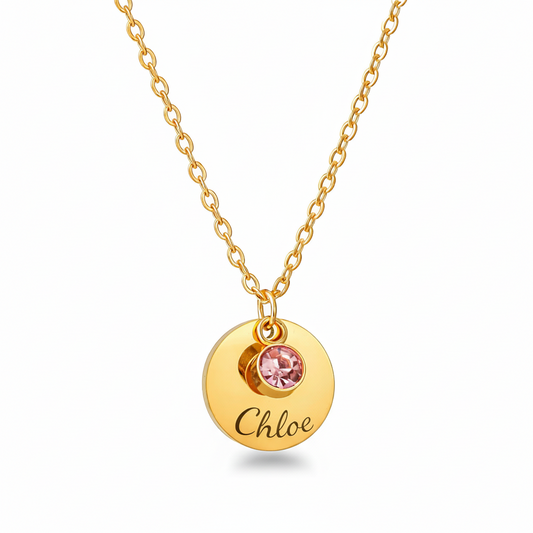 Collana Nome con Punto Luce Personalizzata — Birthstone