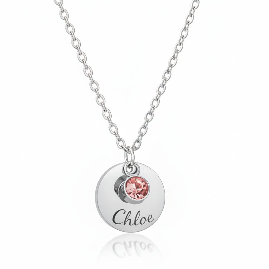Collana Nome con Punto Luce Personalizzata — Birthstone
