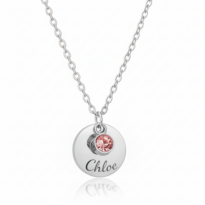 Collana Nome con Punto Luce Personalizzata — Birthstone