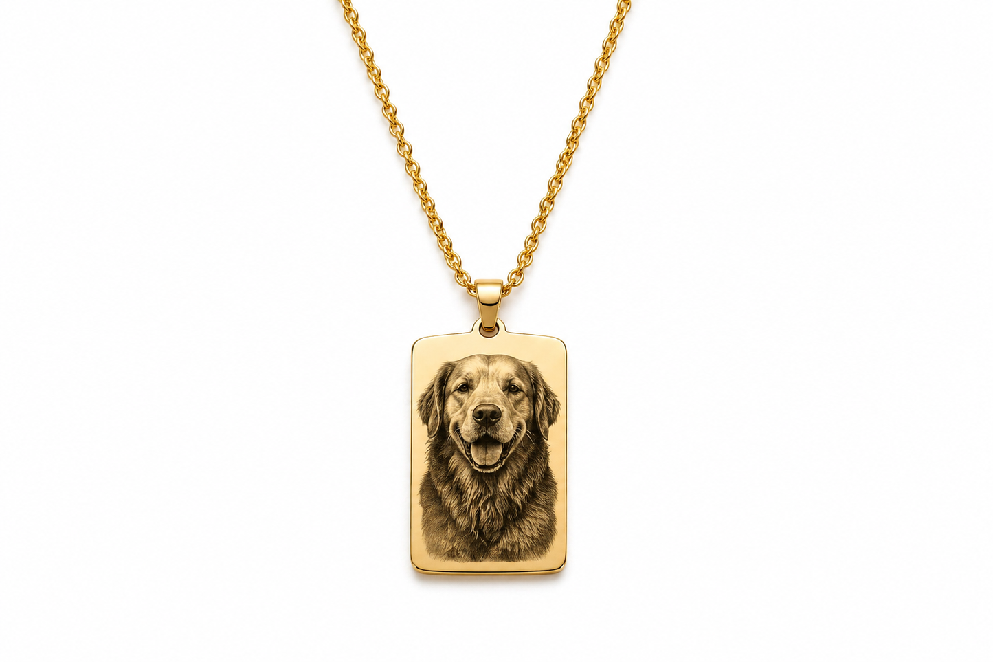 Collana Personalizzata con Foto Incisa e Nome – Medaglietta Rettangolare