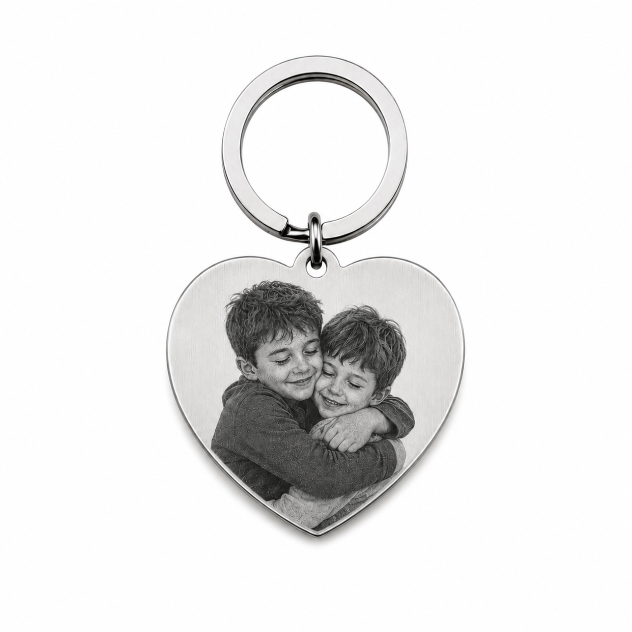 Portachiavi a Cuore Personalizzato con Foto Incisa e Dedica