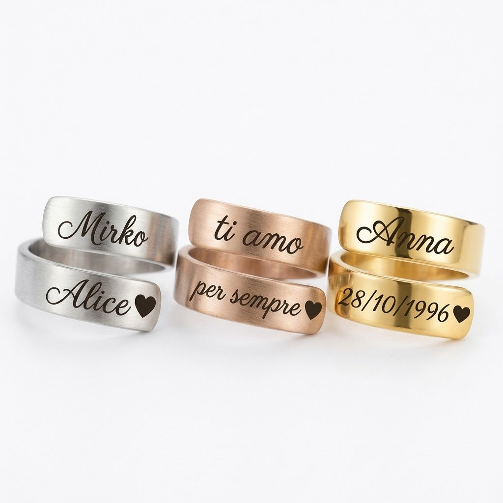 Anello abbraccio inciso
